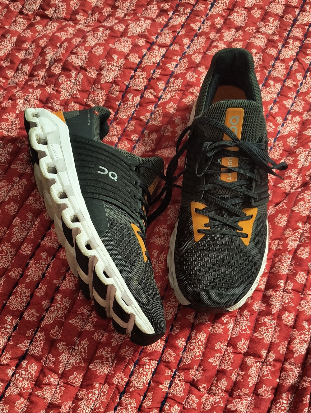 On Running Cloudswift Men's Athletic Shoes in Black and Orange